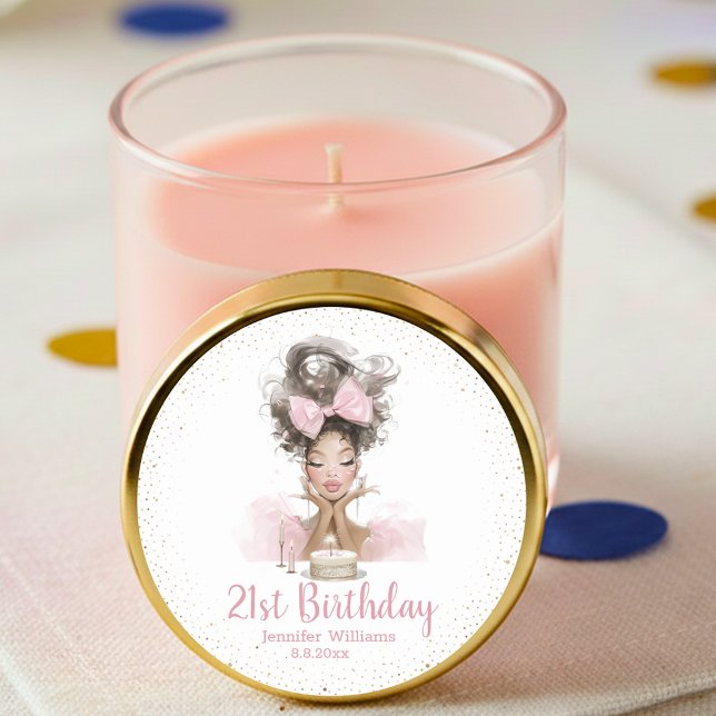 Sticker Rond  21st birthday stylish pink dress girly party chic (Créateur téléchargé)