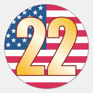 Sticker Rond 22 USA Gold