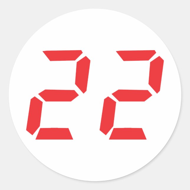 Sticker Rond 22 vingt-deux réveil rouge numéro numérique (Devant)