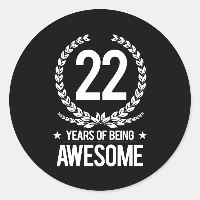 Sticker Rond 22e anniversaire (22 ans d'être génial) (Devant)
