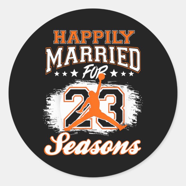 Sticker Rond 23 Anniversaire du Mariage Bysketbyll Married Co (Devant)