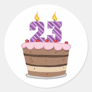 Sticker Rond 23 ans sur le gâteau d'anniversaire