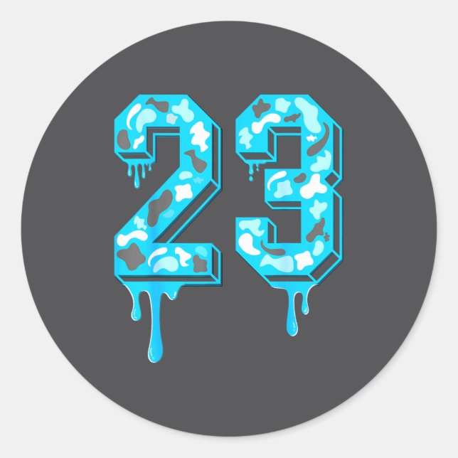 Sticker Rond 23 Drip Camo Gamma Blue Matching  (Devant)