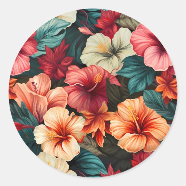 Sticker Rond #23 Motif floral (Devant)