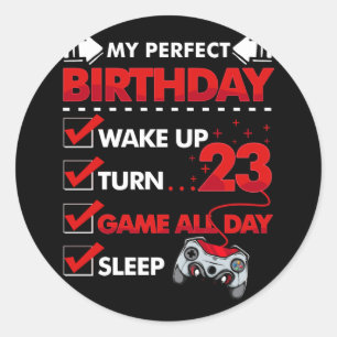 Sticker Rond 23 Year Old Gamer Boy 22nd Perfect Birthday Gaming