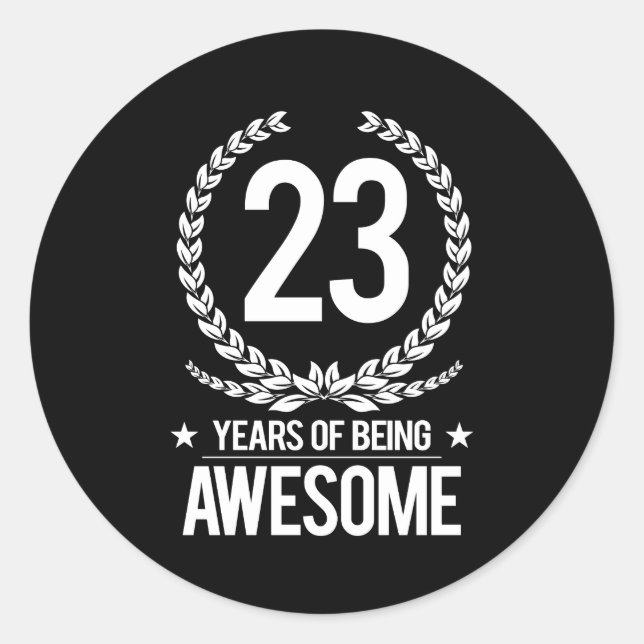 Sticker Rond 23e anniversaire (23 ans d'être génial) (Devant)