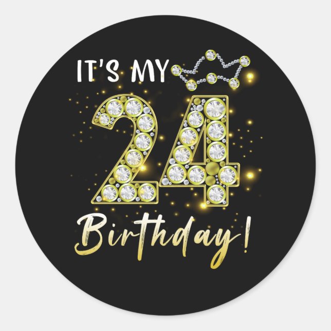 Sticker Rond 24 ans It_s my Birthday 24th Birthday Diamon (Devant)