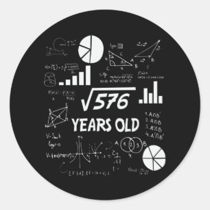 Sticker Rond 24e anniversaire Carré mathématiques racine 24 ans