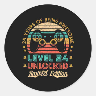 Sticker Rond 24e anniversaire niveau 24 déverrouillé Edition li