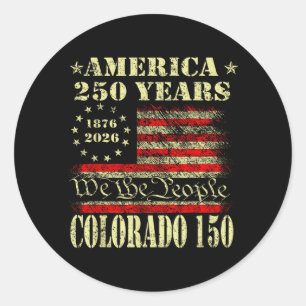 Sticker Rond 250 Aamérica Colorado 150 Ans Drapeau Américain