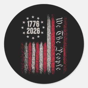 Sticker Rond 250 Ans 1776 2026 250e Anniversaire 4 Juillet Été-
