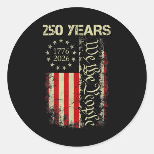 Sticker Rond 250 Ans 1776-2026 250e Anniversaire Drapeau États-