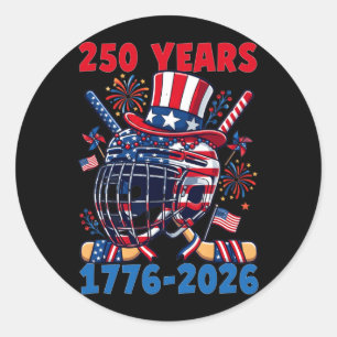 Sticker Rond 250 Ans 1776 2026 250e anniversaire Hockey sur gla