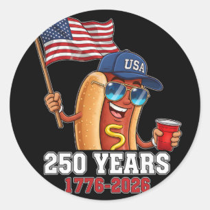 Sticker Rond 250 Ans 1776-2026 250e Anniversaire Hotdog 