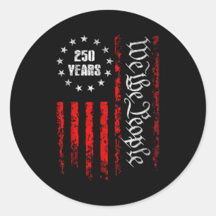 Sticker Rond 250 Ans 1776-2026 250e Anniversaire Usa Patriotiqu