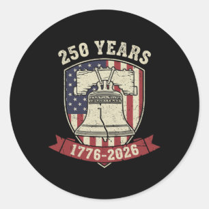 Sticker Rond 250 Ans 1776 2026 Amérique 4 Juillet
