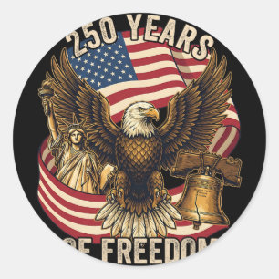 Sticker Rond 250 Ans Américain 1776-2026 250e Anniversaire 250e