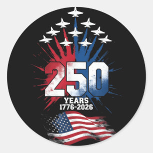 Sticker Rond 250 ans américain 1776 2026 4 juillet 250e États-U