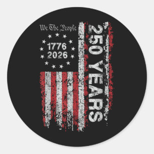 Sticker Rond 250 ans Amérique Drapeau 4 juillet indépendance