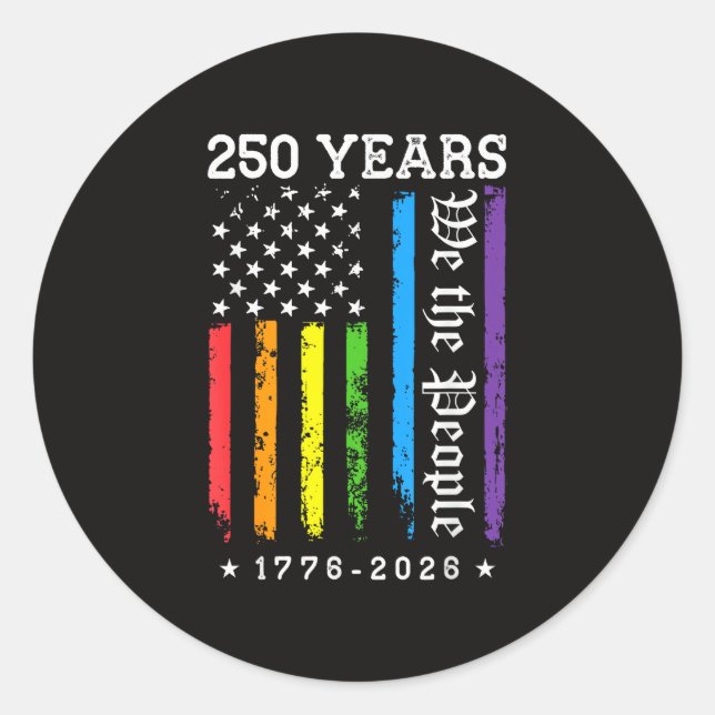 Sticker Rond 250 Ans de Drapeau de Fierté LGBT Américain 250e A (Devant)