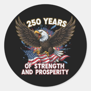 Sticker Rond 250 Ans de Force Aigle Patriotique