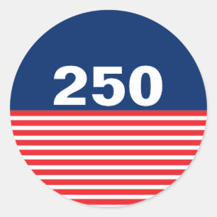 Sticker Rond 250 ans de la USA Rouge Blanc et Bleu