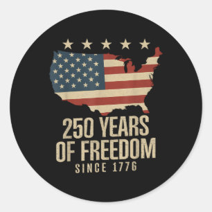 Sticker Rond 250 Ans De Liberté 250E Anniversaire Amérique Drap