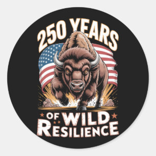 Sticker Rond 250 Ans de Résilience Sauvage Bison