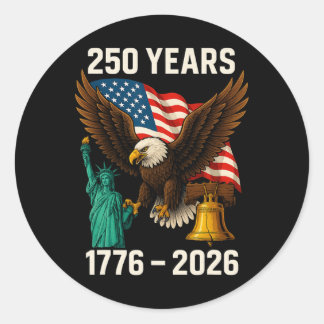 Sticker Rond 250 Ans Drapeau Américain 250e Anniversaire États-