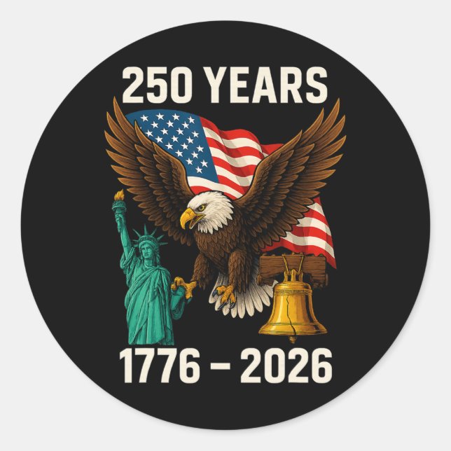 Sticker Rond 250 Ans Drapeau Américain 250e Anniversaire États- (Devant)