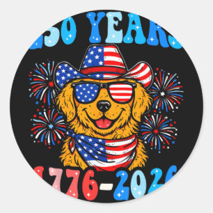 Sticker Rond 250 Ans Golden Retriever 1776-2026 250e Anniver
