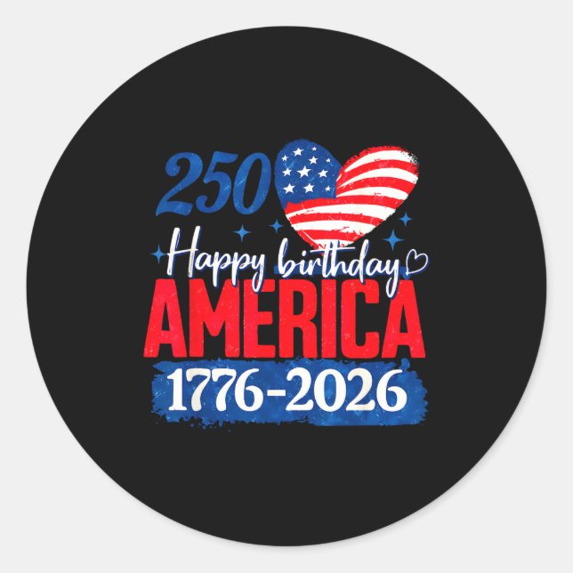 Sticker Rond 250 Ans Joyeux Anniversaire Amérique (Devant)