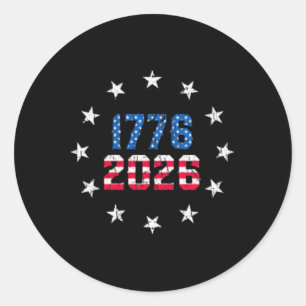 Sticker Rond 250 Ans Pochette Usa 250ème Drapeau Américain 250