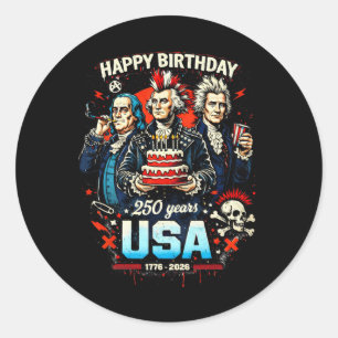 Sticker Rond 250 Ans Punk Rock Usa Pères Fondateurs 1776 4