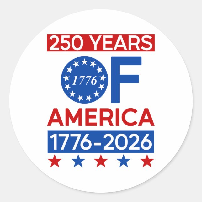 Sticker Rond 250 ans Révolution américaine Semiquincentenni (Devant)