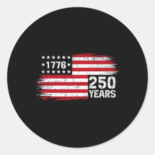 Sticker Rond 250 Ans Vin 1776 Anniversaire 250e 4 Juillet 