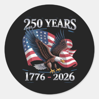 Sticker Rond 250 Years 4th Of July Eagle USA Flag 1776 2026