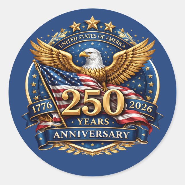 Sticker Rond 250 Years of American Independence Patriotic  (Devant)