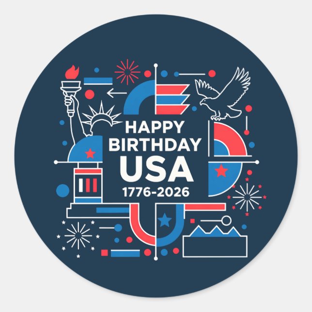 Sticker Rond 250e anniversaire de l'Amérique V2 (Devant)