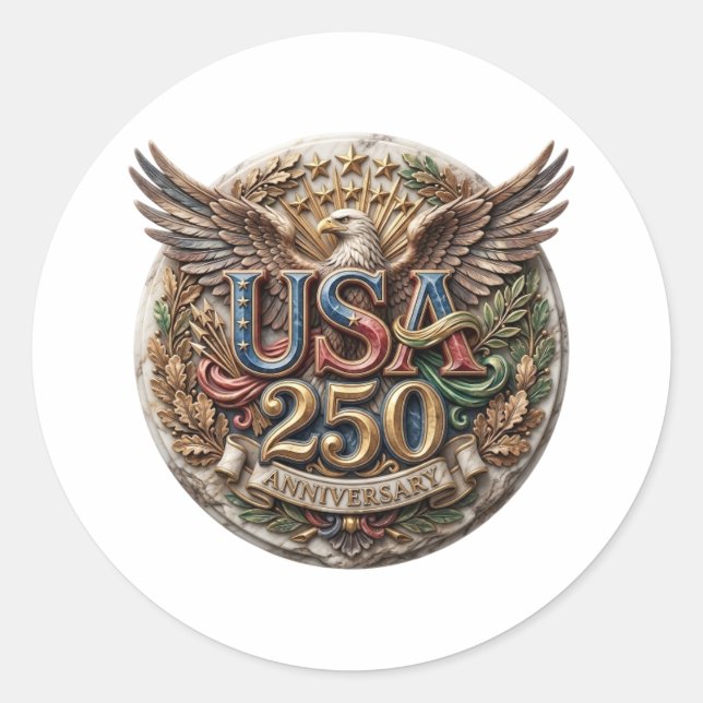 Sticker Rond 250e ANNIVERSAIRE DES ÉTATS-UNIS (Devant)