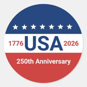 Sticker Rond 250e anniversaire des États-Unis 1776 2026 4 juill