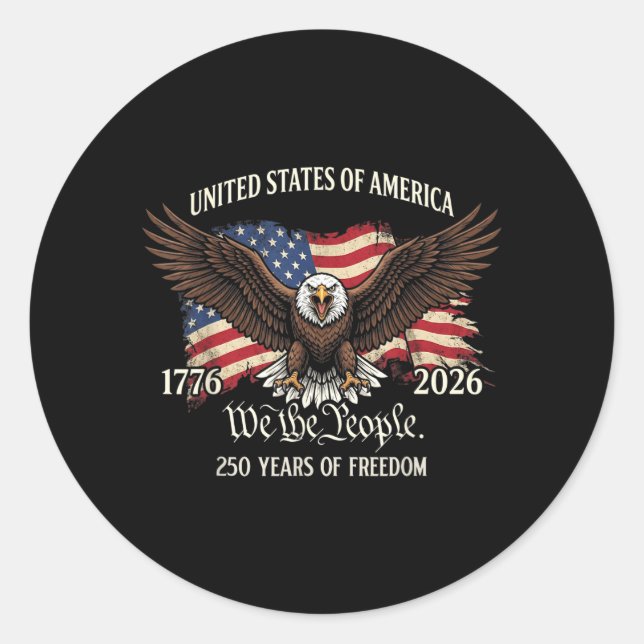 Sticker Rond 250e anniversaire États-Unis 1776 2026 (Devant)