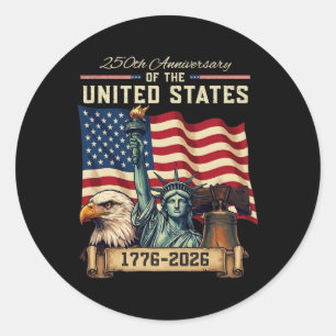 Sticker Rond 250e anniversaire États-Unis 250e Drapeau américai
