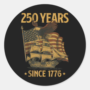 Sticker Rond 250e anniversaire Jour de l'Indépendance Aigle amé