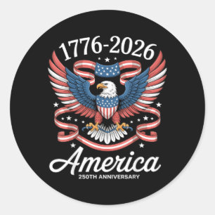 Sticker Rond 250e anniversaire USA aigle patriotique 250e 4e