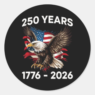 Sticker Rond 250e Anniversaire Usa Aigle Patriotique 250e Indép