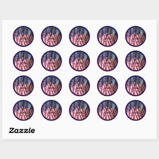 Sticker Rond 250e anniversaire USA Patriotic Flags Premium