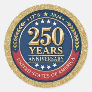 Sticker Rond 250e anniversaire USA Patriotique   1776–2026
