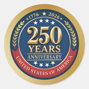 Sticker Rond 250e anniversaire USA Patriotique 1776–2026