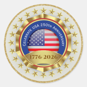 Sticker Rond 250e anniversaire USA patriotique   1776–2026